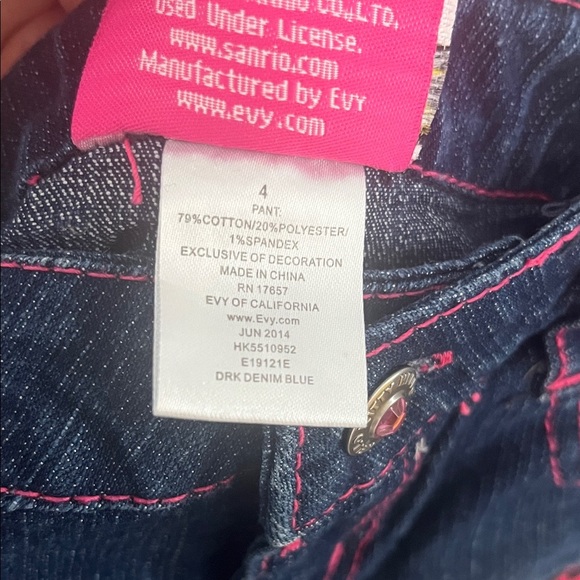 Hello Kitty Blue Jeans Kids Jeans with Pink Stitching Size 4 - Picture 3 of 8